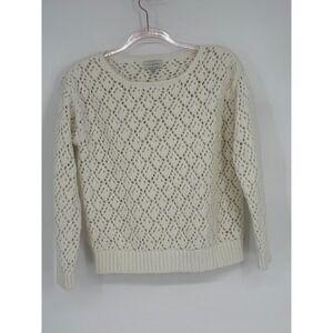 Lucky Brand Women's White Knit Pullover Sweater Open Stitch Size XS
